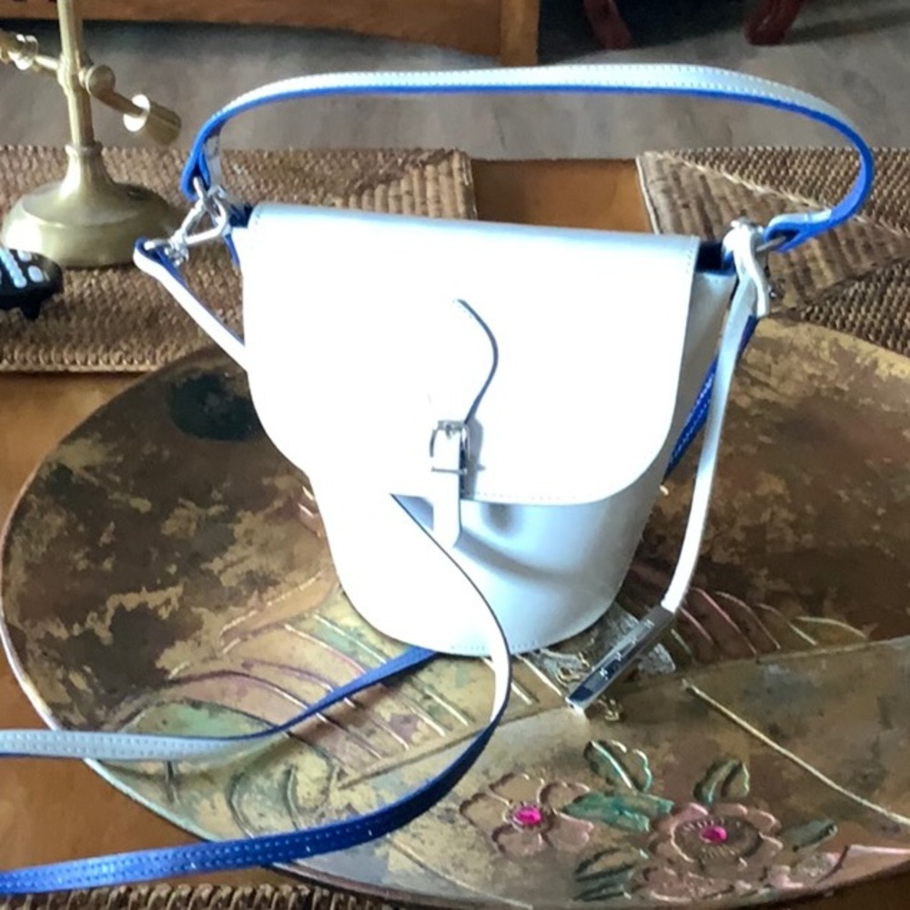 Genuine white and blue leather mini bag